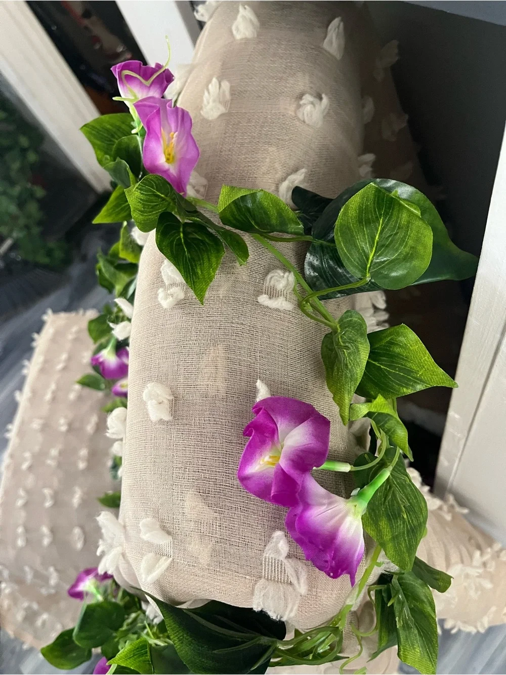 Artificial Morning Glory Vine Garland - Purple/Green -